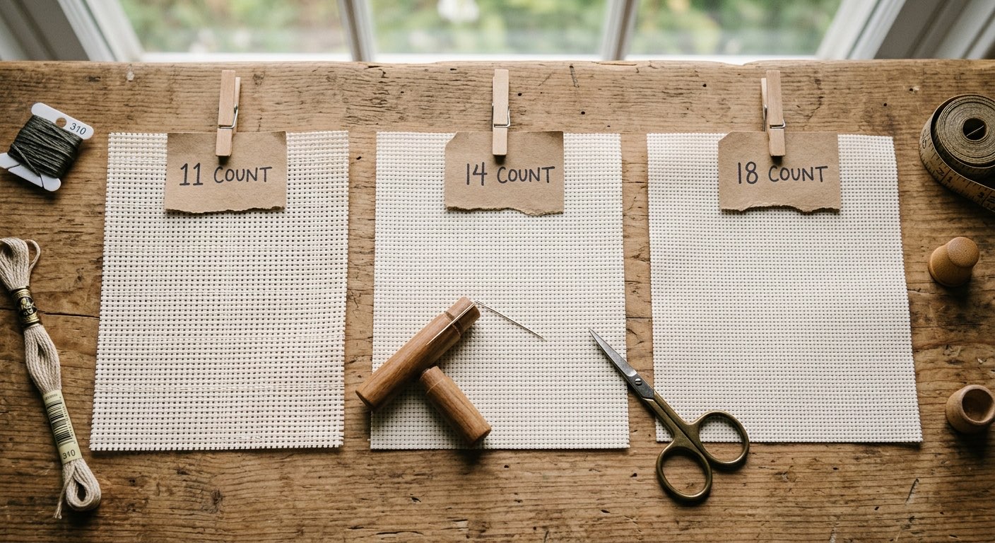 Comparison of different aida fabric counts
