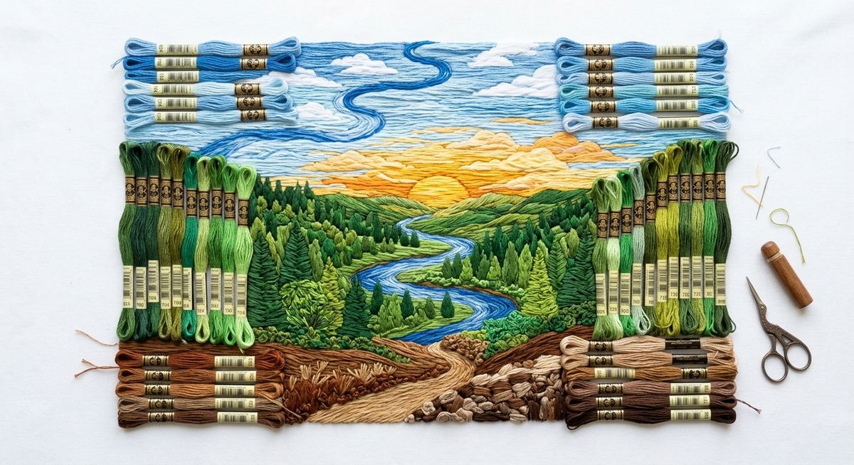 Landscapes cross-stitch thread palette